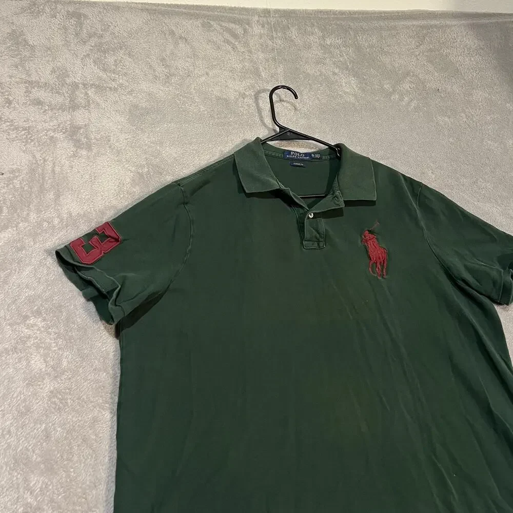 Polo Ralph Lauren Polo Shirt Mens XL Green Big Pony Classic Fit 3 Logo